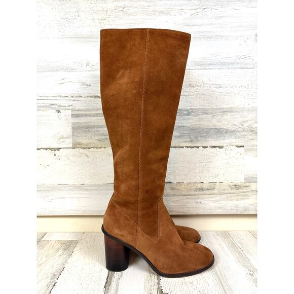 Coach Womens 8.5 Chestnut Brown Ombre Suede Heeled Knee High Designer Boots - Picture 2 of 9